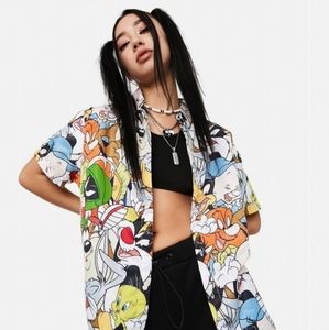 Looney tunes x tealer button up shirt